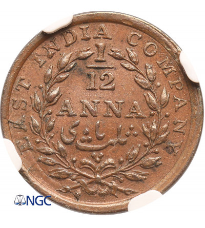 India British. 1/12 Anna 1835 (B), East India Company - NGC MS 63 BN
