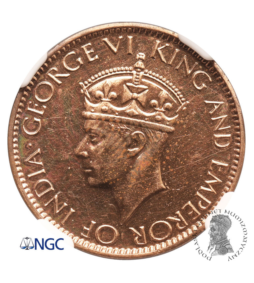 Ceylon (Sri Lanka). 1 Cent 1945, George VI (Proof) - NGC PF 61