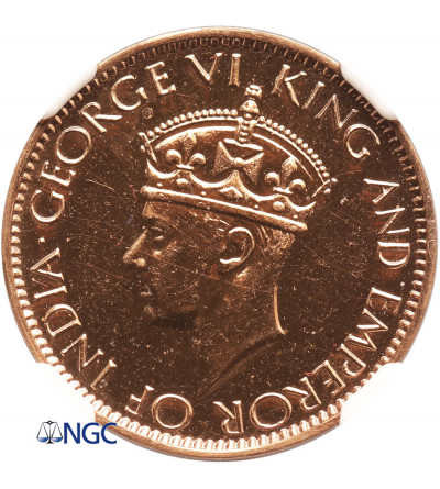 Ceylon (Sri Lanka). 1 Cent 1945, George VI (Proof) - NGC PF 64