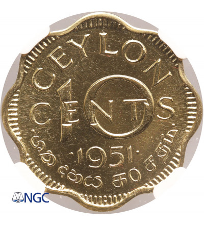 Cejlon (Sri Lanka). 10 Centów 1951, Jerzy VI (Proof Restrike) - NGC PF 63