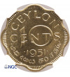 Cejlon (Sri Lanka). 10 Centów 1951, Jerzy VI (Proof Restrike) - NGC PF 63