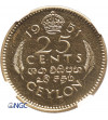 Ceylon (Sri Lanka). 25 Cents 1951, George VI (Proof Restrike) - NGC PF 62