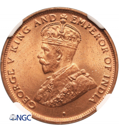 Cejlon (Sri Lanka). 1 cent 1926, Jerzy V - NGC MS 65 RB