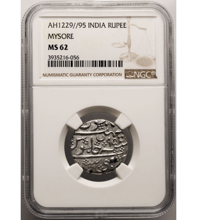 Indie - Mysore (Brytyjski Protektorat). AR rupia, AH 1227 / rok 95 (1812 AD), w imieniu Shah Alam II - NGC MS 62