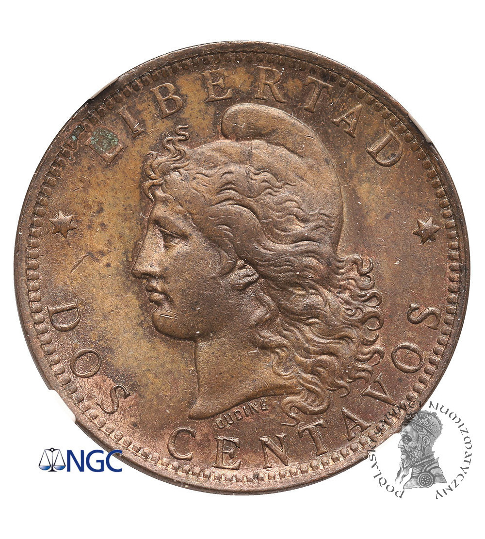 Argentina. 2 Centavos 1890 - NGC MS 61 BN