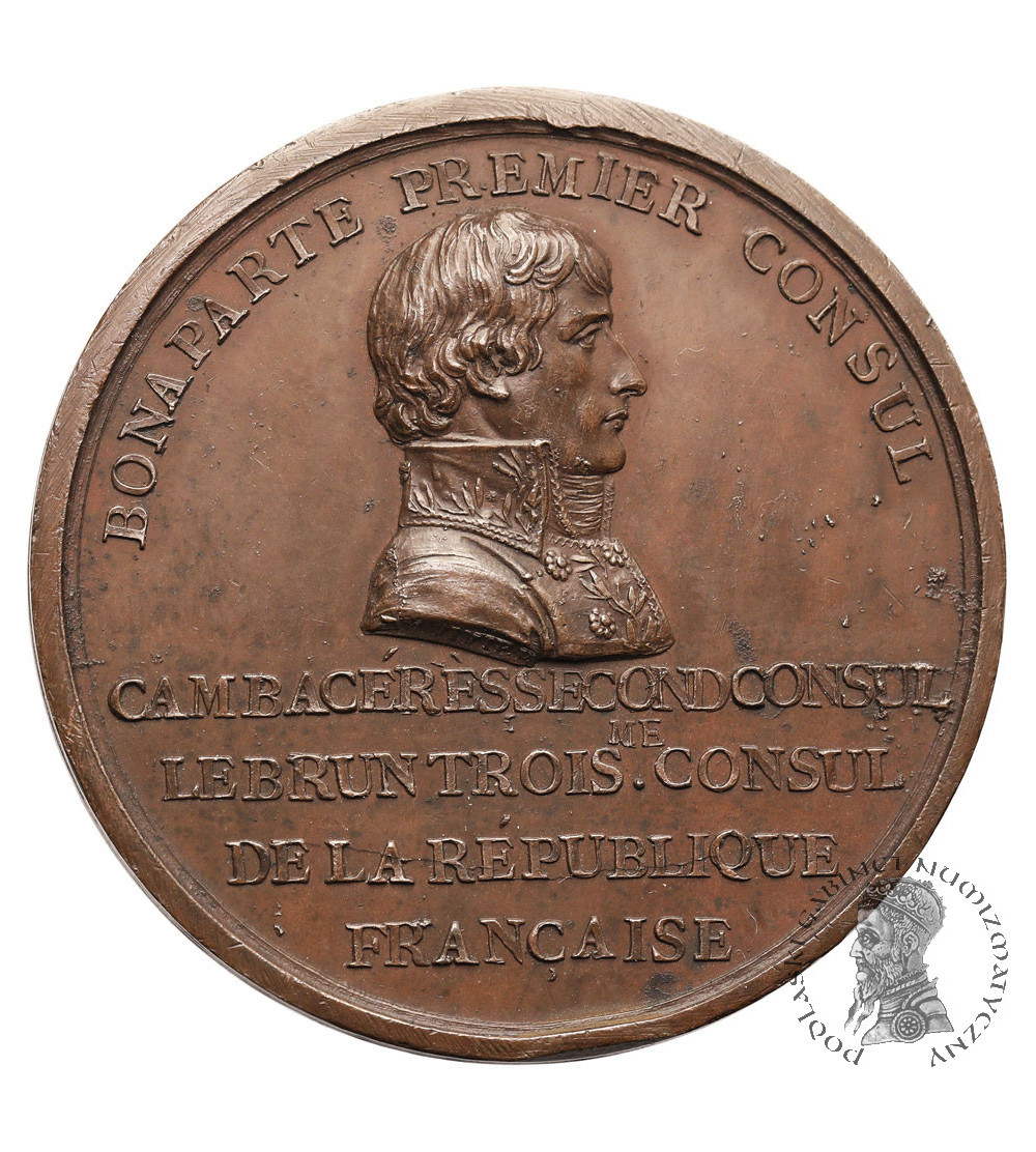 Francja. Napoleon I Bonaparte, medal upamiętniający położenie kamienia węgielnego pod Colonne Vendôme, 1800