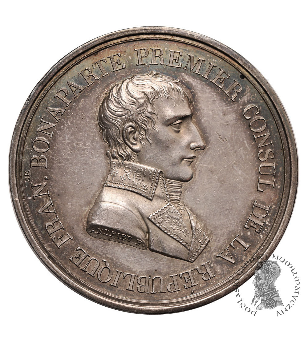Francja. Napoleon I Bonaparte, srebrny medal upamiętniający pokój w Luneville, 1801