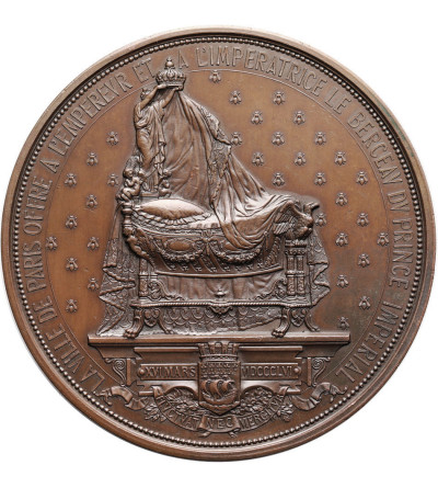Francja, Napoleon III 1852-1870. Medal upamiętniający podarowanie kołyski synowi cesarza przez miasto Paryż, 1856