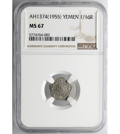 Yemen, Imam Ahmad 1948-1962 AD. 1/16 Ahmadi Riyal, AH 1367, Year 1374 / 1955 AD - NGC MS 67, Top Pop!!