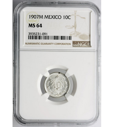 Mexico. 10 Centavos 1907 M - NGC MS 64