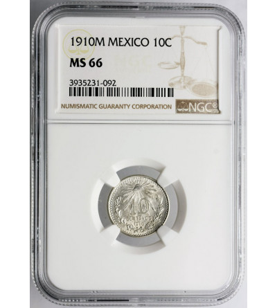 Meksyk. 10 Centavos 1910 M - NGC MS 66