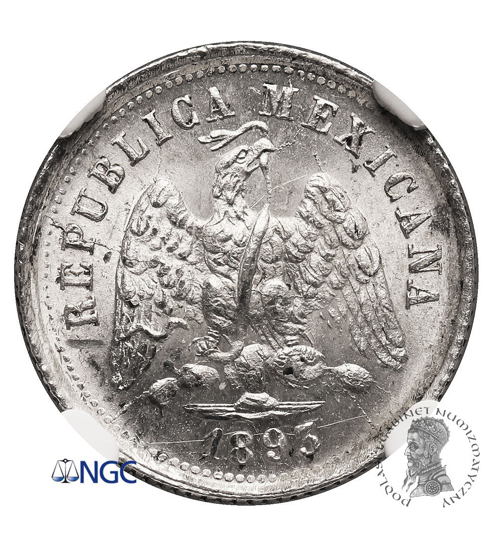 Meksyk, Druga Republika. 10 Centavos 1893 Zs Z - NGC MS 64