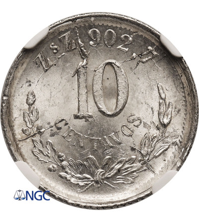 Mexico, Second Republic. 10 Centavos 1893 Zs Z - NGC MS 64