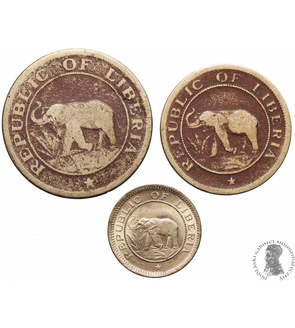 Liberia. Set: 1/2, 1, 2 Cents 1937, Elephant - 3 pcs.
