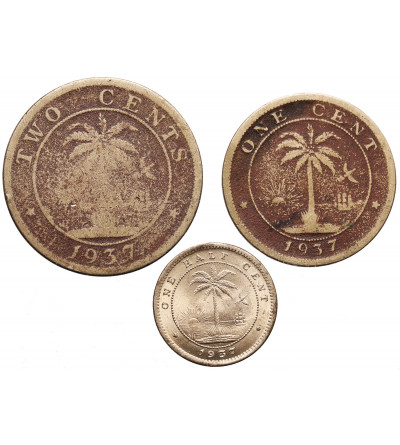 Liberia. Zestaw: 1/2, 1, 2 centy 1937