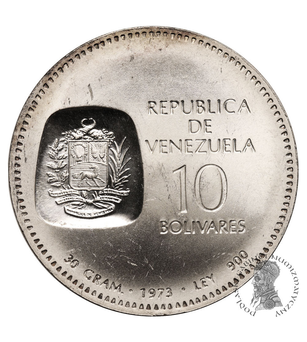 Wenezuela. 10 Bolivares 1973, Simon Bolivar 1873-1973