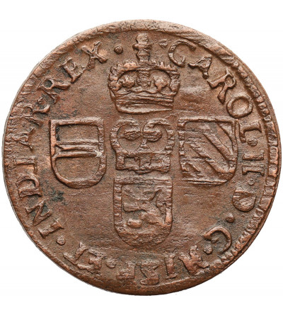 Spanish Netherlands, Flandres (Belgium). Cu Liard (1 Oord Koper) 1692, Brugge mint, Carol II 1665-1700