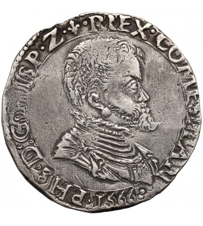 Niderlandy Hiszpańskie (Belgia). 1/5 Filipsdaalder (1/5 Ecu) 1566, Brugia, Filip II 1555-1598