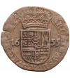 Niderlandy Hiszpańskie, Flandria (Belgia). Cu Liard (1 Oord Koper) 1655, Brugia, Filip IV 1621-1665