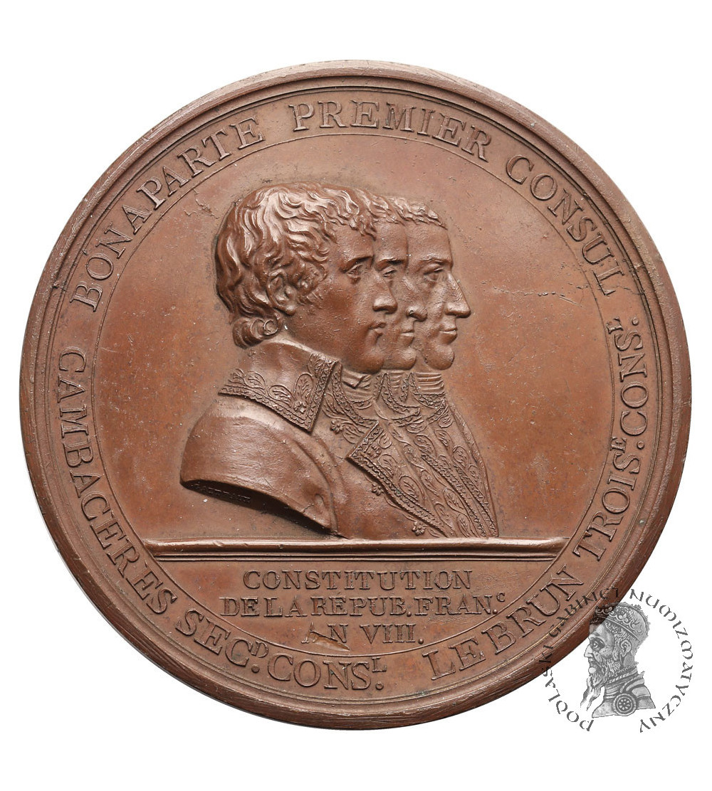 France. Napoleon I Bonaparte, medal commemorating the placement of a memorial column over the Seine, 1800