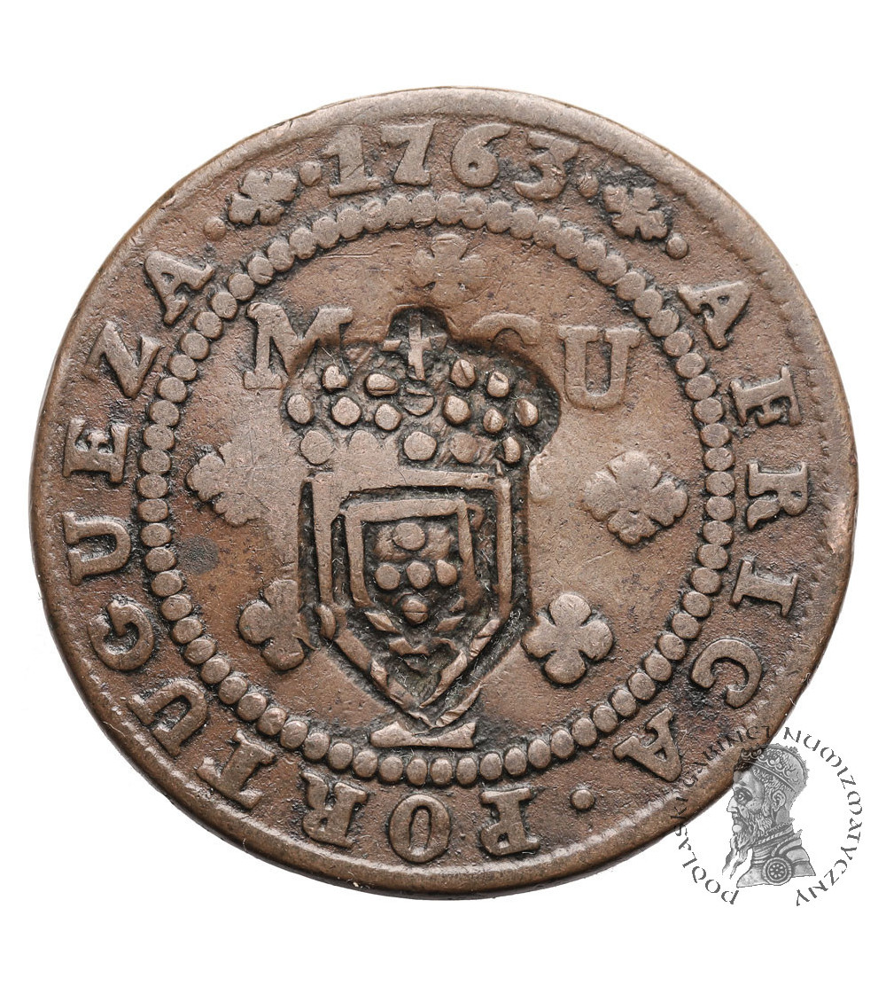 Angola. 1 Macuta 1763 (2 Macutas, Countermark 1837)