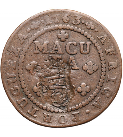 Angola. 1 Macuta 1763 (2 Macutas, Countermark 1837)