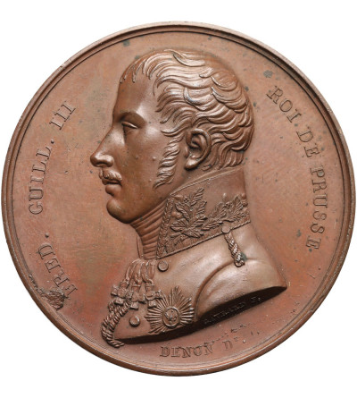 Francja, Napoleon I Bonaparte. Medal upamiętniający wizytę króla Prus Fryderyka Wilhelma III, w mennicy w Paryżu, 1814