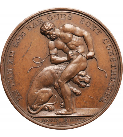 France, Napoleon I Bonaparte. Bronze medal commemorating the building of 2000 ships, 1804