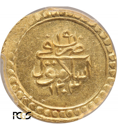 Turcja (Imperium Osmańskie). Selim III AH 1203-1222 / 1789-1807 AD. AV Findik (Altin) AH 1203 rok 19 / 1807 AD - PCGS MS 61