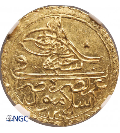 Turcja (Imperium Osmańskie). Selim III AH 1203-1222 / 1789-1807 AD. AV Zeri Mahbub, AH 1203 rok 12 (1799/1800 AD) NGC MS 63