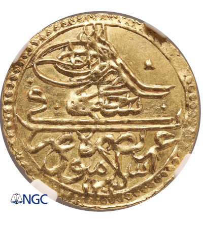 Turcja (Imperium Osmańskie). Selim III AH 1203-1222 / 1789-1807 AD. AV Zeri Mahbub, AH 1203 rok 10 (1797/1798 AD) NGC MS 63