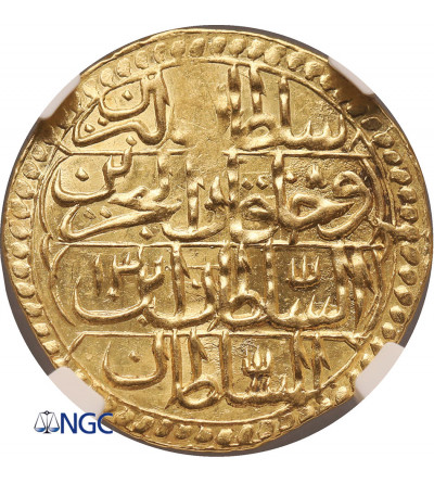 Turcja (Imperium Osmańskie). Selim III AH 1203-1222 / 1789-1807 AD. AV Zeri Mahbub, AH 1203 rok 13 (1800/1801 AD) NGC MS 62