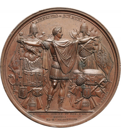 France, Napoleon I Bonaparte. Medal of Austria's violation of the Treaty of Pressburg, Battle of Abensberg and Eckmühl, 1809