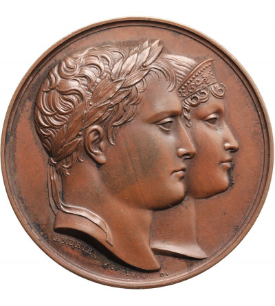 France, Napoleon I Bonaparte. Bronze medal commemorating the marriage of Napoléon and Marie-Louise, 1810