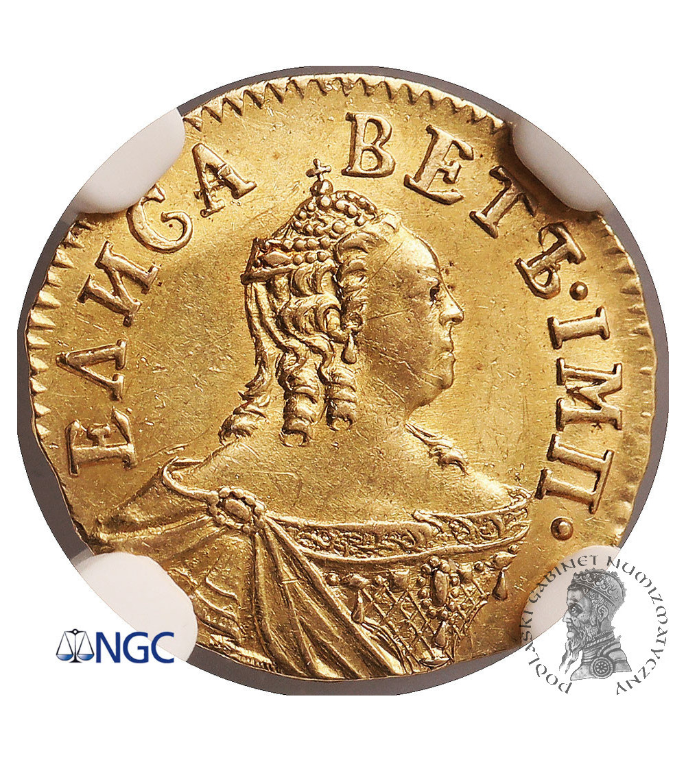 Rosja, Elżbieta 1741-1762. Połtina (1/2 rubla) 1756, Moskwa - NGC UNC Details