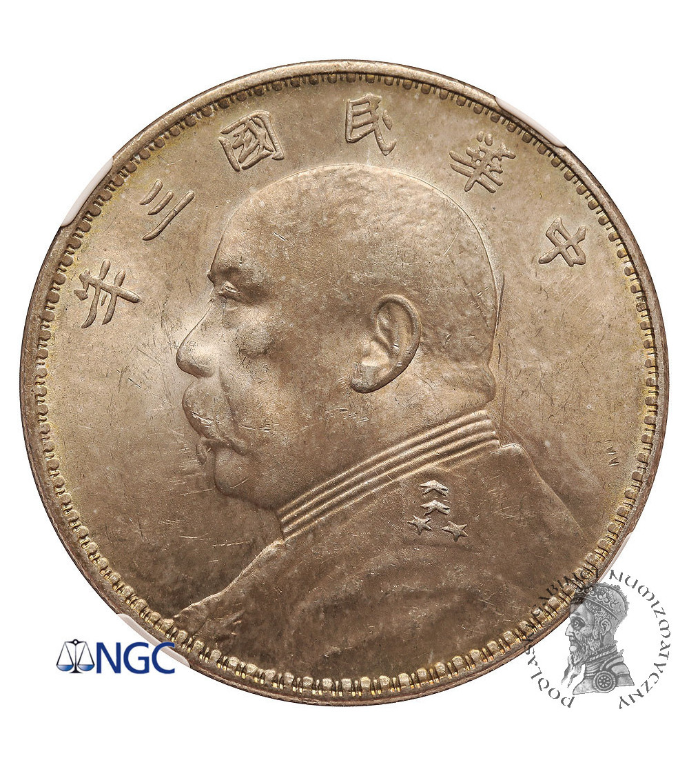 Chiny, Republika. Dolar (Yuan Shih Kai Dollar), rok 3 (1914 AD) - NGC MS 62