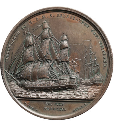 Francja, Napoleon I Bonaparte. Medal upamiętniający przyjęcie Napoleona na pokład Bellerophona, 1815