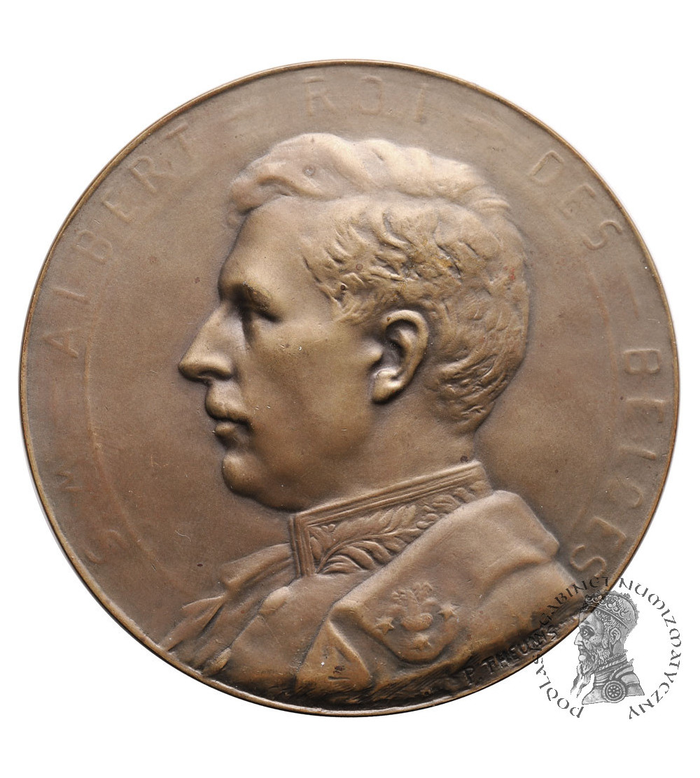 Belgia. Medal z 1916 roku, upamiętniający opór armii belgijskiej w Liege, Waelhem i Nieuport w 1914 roku