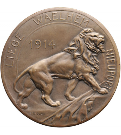 Belgium. Bronze Medal 1916, commemorating the resistance of the Belgian Army in Liege, Waelhem and Nieuport in 1914