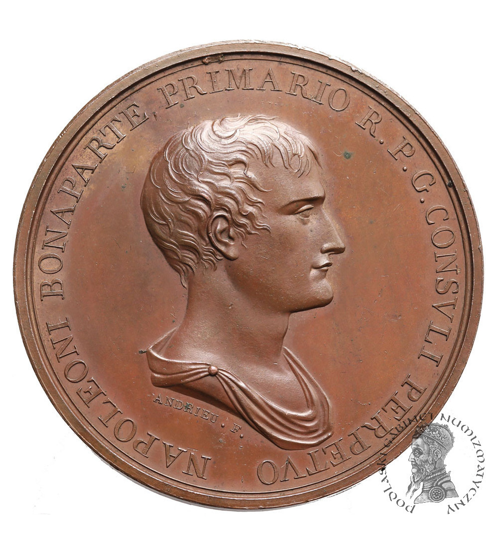 Francja, Napoleon I Bonaparte. Medal, Położenie pierwszego kamienia pod most na Durance, 1803