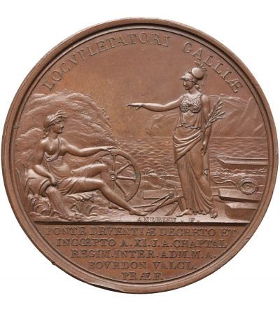 France, Napoleon I Bonaparte. Bronze Medal, Location of the first stone for the bridge on the Durance, 1803
