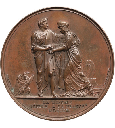 France, Napoleon I Bonaparte. Bronze Medal commemorating the annexation of Liguria to France, 1805