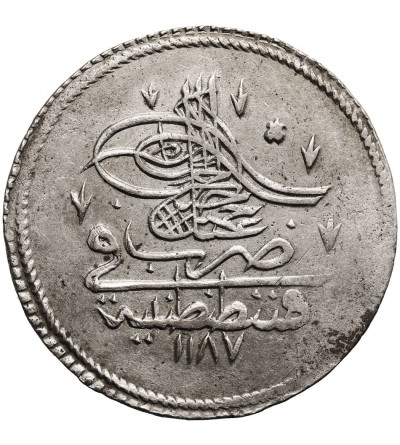 Turcja (Imperium Osmańskie). Abdul Hamid I, 1774-1789. Piastre AH 1187 rok 1 / 1774 AD - pierwszy typ Tugry