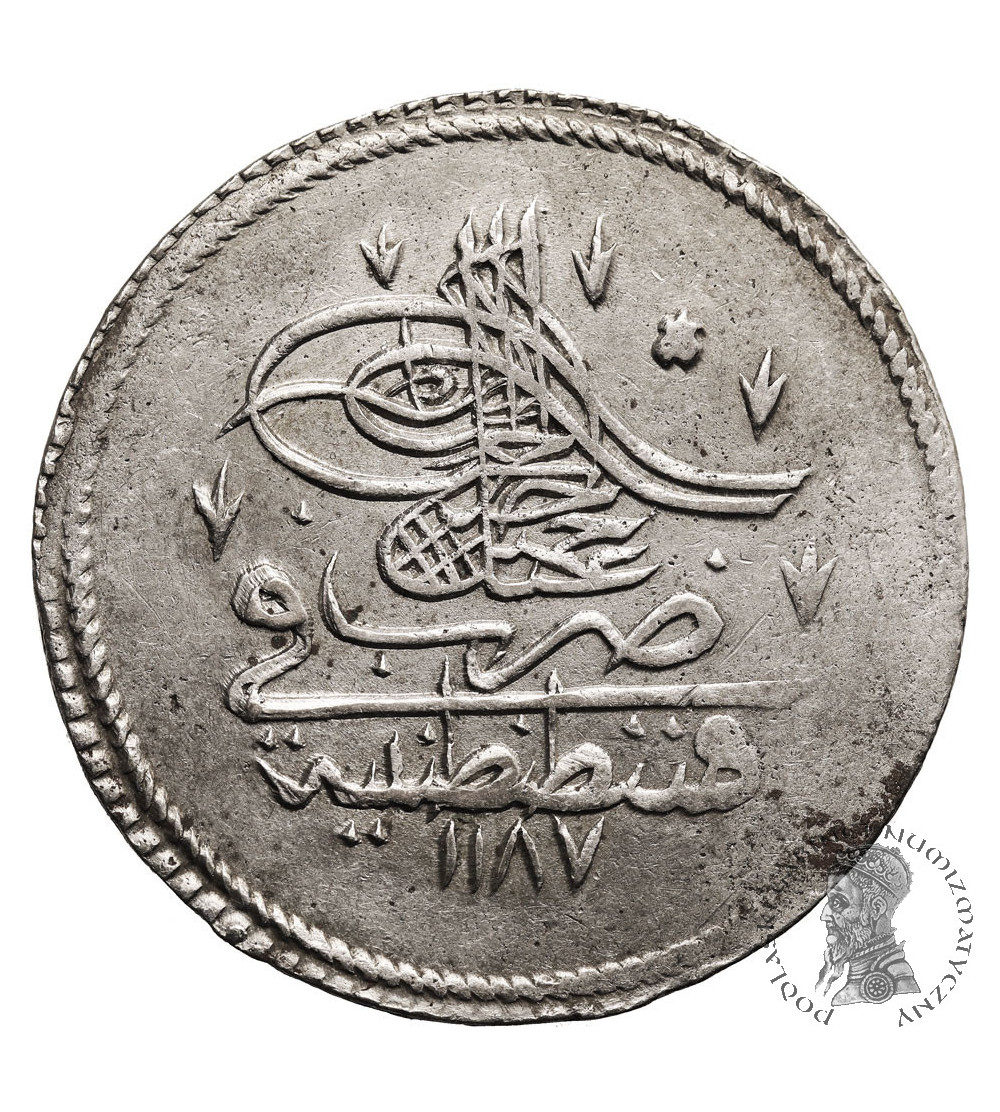 Turkey (Ottoman Empire). Abdul Hamid I, 1774-1789. Piastre AH 1187 year 1 / 1774 AD - first type Tugry