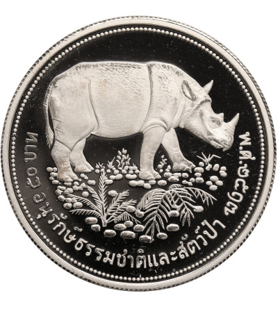 Tajlandia. 50 baht BE 2517 / 1974 AD, Ochrona dzikiej przyrody Nosorożec - Proof