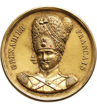 Francja, Napoleon I Bonaparte. Pozłacany medal pudełkowy, Francuscy Grenadierzy, 1815
