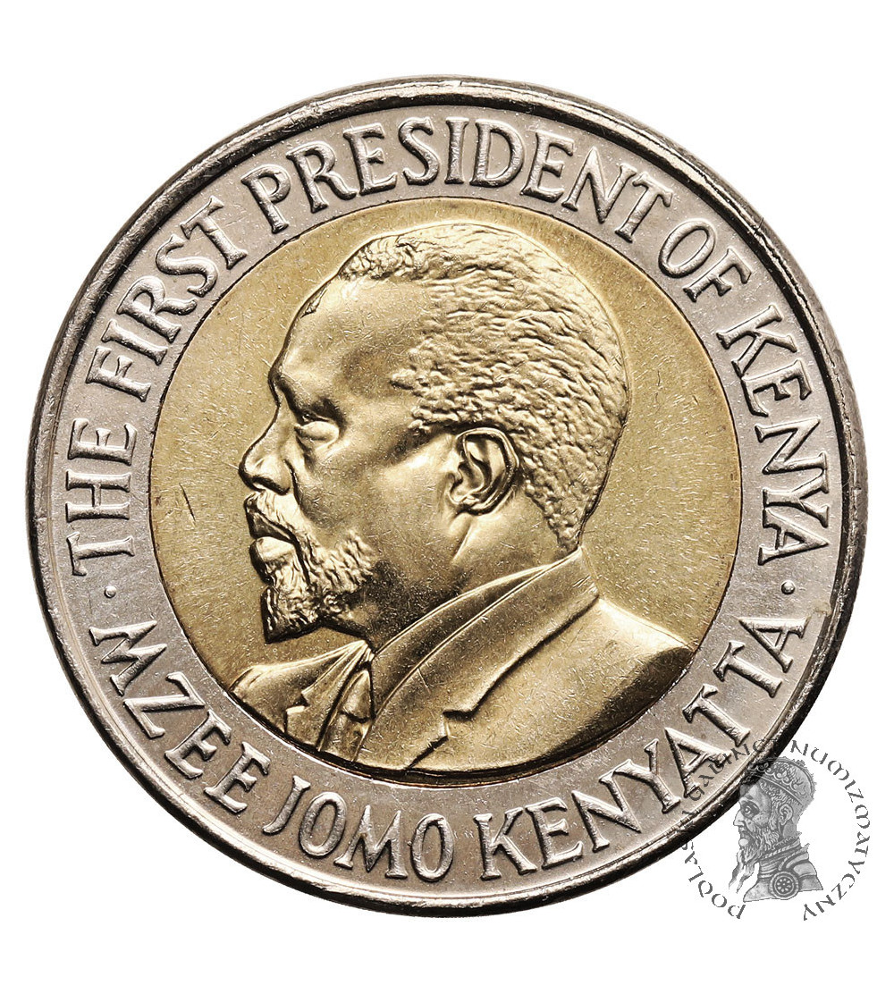 Kenia. 20 szylingów 2005, bimetal - pierwszy prezydent Kenii