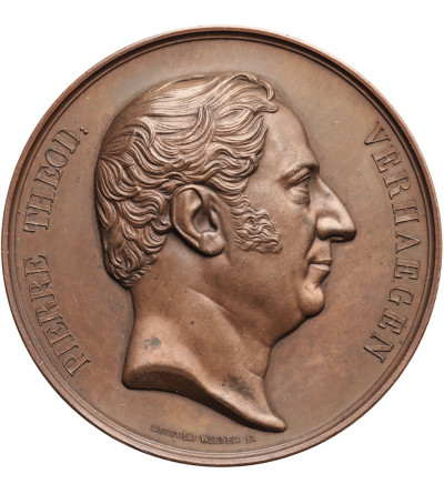 Belgia, Leopold I (1831-1865). Brązowy medal 1852, dedykowany Pierre'owi Theodorowi Verhaegenowi