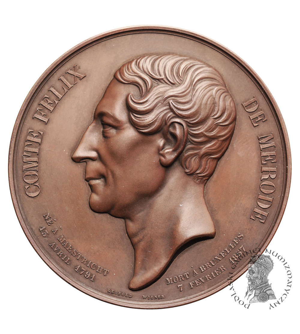 Belgium, Leopold I (1831-1865). Bronze medal 1857, dedicated to Comte Felix de Merode