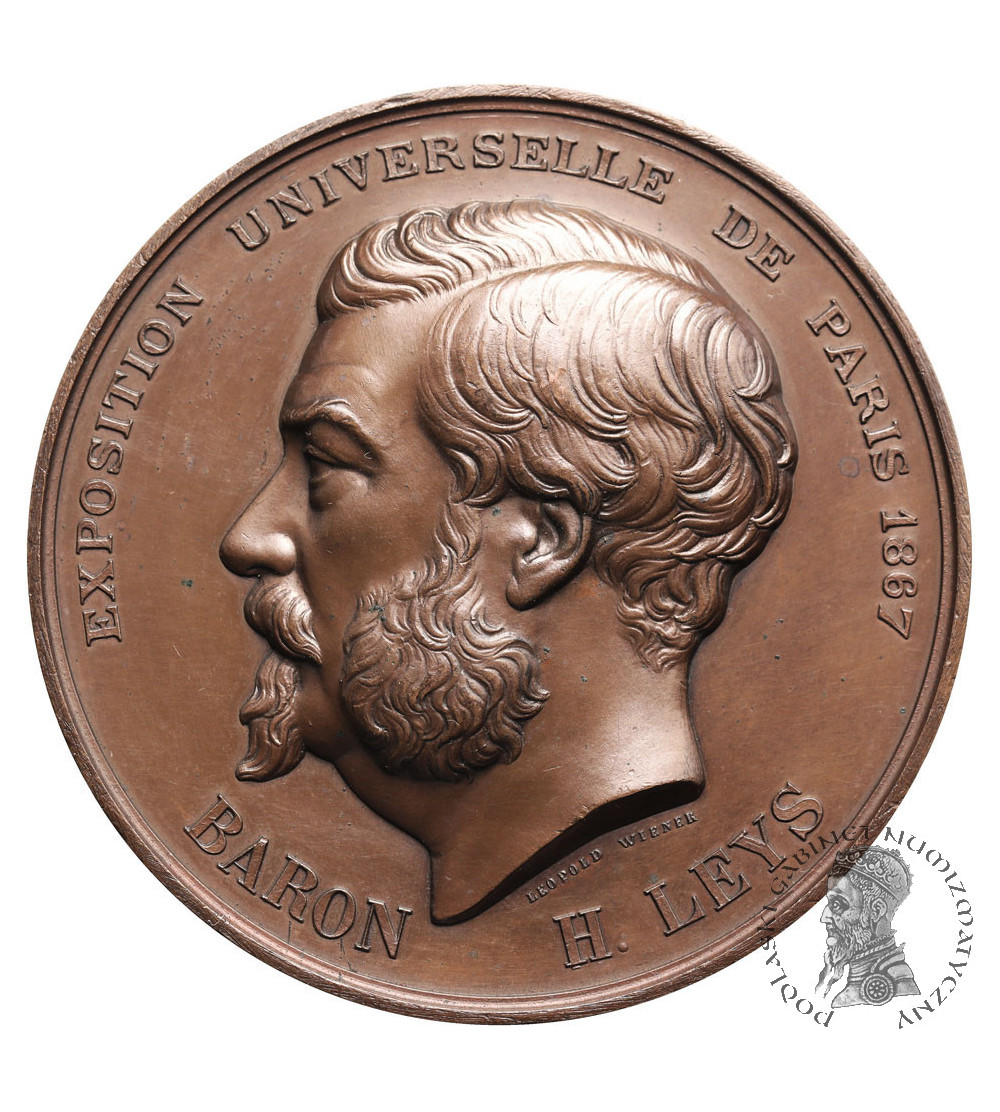 Belgium, Leopold II (1865-1909). Bronze medal 1868, dedicated to Baron H. Leys